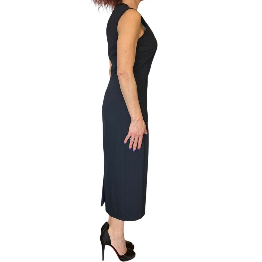 JIL SANDER NAVY BLUE ITALY PENCIL SHEATH SLEEVELESS WOOL SUITING MIDI DRESS 36 4 - Picture 8 of 16